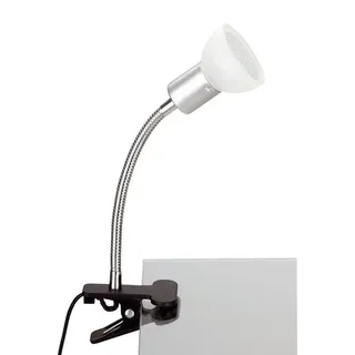 Trango LED Klemmleuchte, 2989-016 LED Klemmleuchte *EASY* inkl. 1x 3 Watt GU10 3000K warmweiß LED Leuchtmittel Tischlampe I Leseleuchte I Clip Lampe mit weißem Glas Lampenschirm, Klemmspot I Nachtlicht I Schreibtischlampe weiß