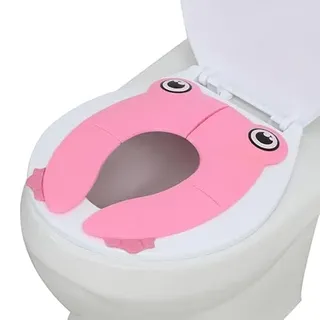 PandaEar Faltbarer Toilettensitz Kinder für Unterwegs, Reise Toilettensitz Kinder, Klappbarer Toilettensitz Faltbar Toilettensitzbezug WC Sitzbezüge mit Rutschfesten Silikonkissen (Rosa)