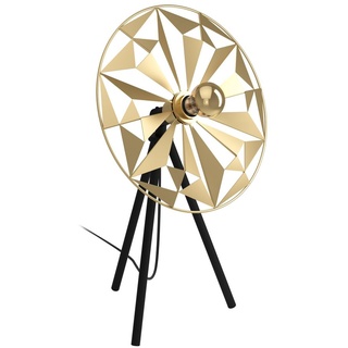 EGLO Tischlampe Castanuelo, Stativ Nachttischlampe im Retro-Design, Dreibein Tischleuchte aus Metall in Gold und Schwarz, Deko Lampe, E27 Fassung
