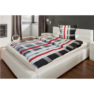 MB Warenhandel24 Bettwäsche Seersucker Microfaser 4 teilig Doppelpack Spar Set mit Reißverschluss 2X 135x200 cm + 2X 80x80 cm (Georg)