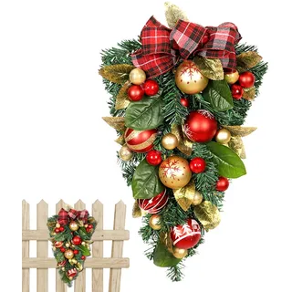 Weihnachtsgirlande In Tropfenform, 19.6 Zoll Weihnachtskranz-Girlande Für Haustür, Weihnachtskranz, Türkranz Weihnachten Außen Und Innen, Mit Weihnachtskugeln Für Haustür, Kamin Und Wanddekoration