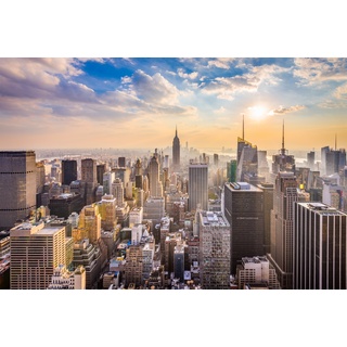PAPERMOON Fototapete "Manhattan Skyline" Tapeten Gr. B/L: 4 m x 2,6 m, Bahnen: 8 St., bunt (mehrfarbig) Fototapeten