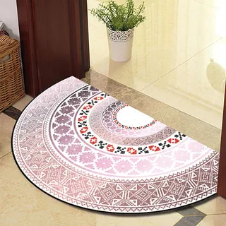 Guest Ruyunlai Halbrunde Bodenmatte Anti Rutsch Fussmatte fußmatte türmatte draußen Vintage Teppich fussmatte aussen Doormat fußmatten Rosa 40x60cm