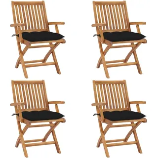 vidaXL Klappbare Gartenstühle mit Kissen 58 x 58 x 88 cm schwarz 4 St.