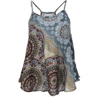 Guru-Shop T-Shirt Boho Trägertop, Sommertop, Damentop, Strandtop.. Ethno Style, alternative Bekleidung, Festival, Hippie blau|gelb
