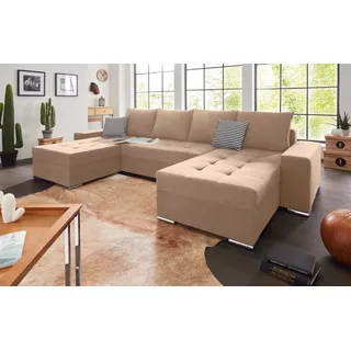Collection AB Wohnlandschaft Polyester U-Form 3-Sitzer braun