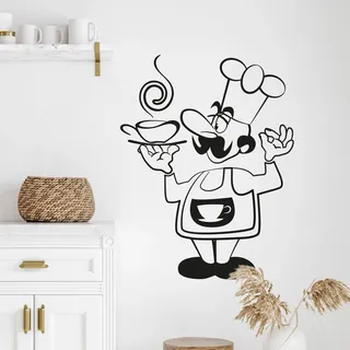 GRAZDesign Wandtattoo Koch Küche | Küchenaufkleber selbstklebend - 39x30cm / 070 schwarz