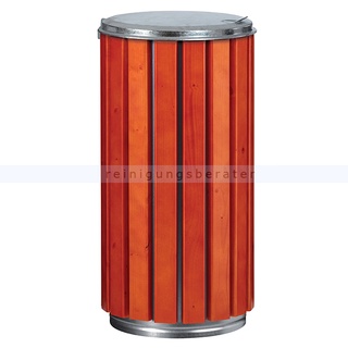 ZENO PROTECT Abfallbehälter Rossignol 80 L Holz-Stahl mit Deckel aus verzinktem Stahl