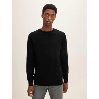 TOM TAILOR Strickpullover Feinstrick Basic Pullover Rundhals Sweater 4651 in Schwarz-2 schwarz S