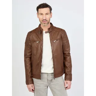 Lederjacke JCC "51280", Herren, Gr. 52, braun (caramel), Oberstoff: 100% Lammleder. Futter: 100% Polyester, mit Knopf, Jacken