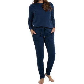 Mey, Damen, Pyjama, Night2Day Schlafanzug - Sweater mit Hose lang, Blau, (XS)
