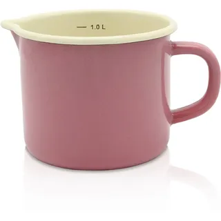 Krüger Karl Krüger Milchtopf mit Literskala, Emaille, Rosa, 12 cm