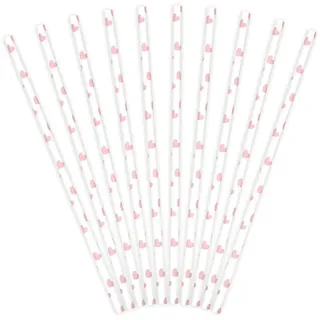 Premium Weddings Papierstrohhalme Herzen rosa 10 Stück - Papier-Trinkhalme Strohhalme Papier Trinkhalme Papier Papierhalme Herzen rosa