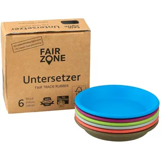 FAIR ZONE Untersetzer Ø 8 cm - 6er Set Bunte Blumentopfuntersetzer aus fair gehandeltem Naturkautschuk - FSC-Zertifiziert für plastikfreies, nachhaltiges Gärtnern