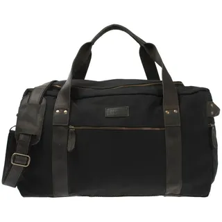 LECONI Weekender Sporttasche Reisetasche Damen & Herren Handgepäck Leder Canvas LE2014, Geräumiges & flexibel - viele Außenfächer - 55x30x21 cm schwarz