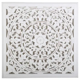 Casa Moro Mandala Wanddeko Nasha 55x55 cm Shabby Chic Weiß handgeschnitzte Wand-Dekoration Weihnachten Wandbild Ornament Fensterdeko MD1090