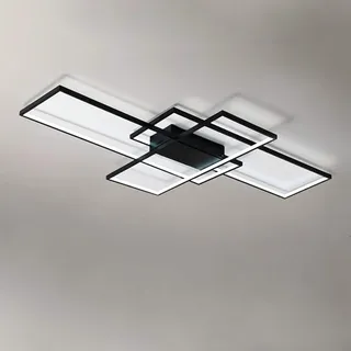 95W LED Deckenleuchte Wohnzimmerlampe Acryl-Schirm Deckenlampe Moderne Chic Eckig Designer-Lampe für Esszimmer Schlafzimmer Küche Flur Lampe, Kühle weiße 6000K, schwarz 110*65*9cm [Energieklasse A++]
