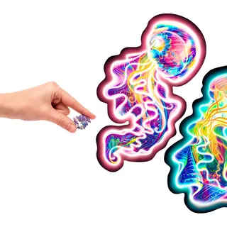 UNIDRAGON Original Holzpuzzle — Wandernde Qualle, 330 Teile, King Größe 14.9 x 14.9 Zoll (38 x 38 cm) Schöne Geschenkverpackung, Einzigartige Form Erwachsene und Kinder