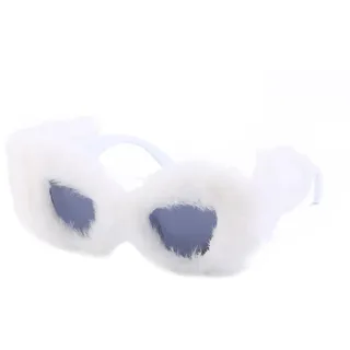 Plüsch Winter Sonnenbrille Damen Cat Eye Sonnenbrille, weiß, Einheitsgröße - Einheitsgröße