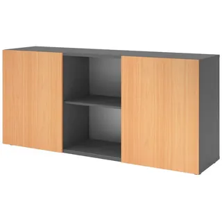 bümö Sideboard office Sideboard mit Schwebetür, Dekor: Graphit/Buche grau