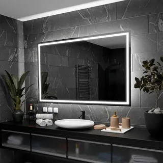 Badspiegel mit LED Beleuchtung - Atlanta - 120 cm, 80 cm - Silber