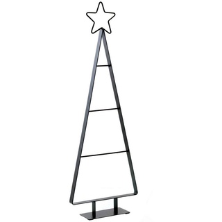 Spetebo Künstlicher Weihnachtsbaum Metall Tannenbaum zum Schmücken - 66 cm, Metallbaum, Deko Ständer mit Stern Spitze - für weihnachtlichen Zierschmuck schwarz 66 cm