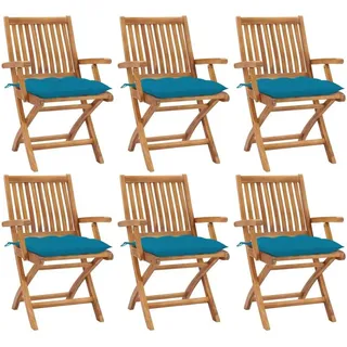 vidaXL Klappbare Gartenstühle mit Kissen 58 x 58 x 88 cm blau/türkis 6 St.