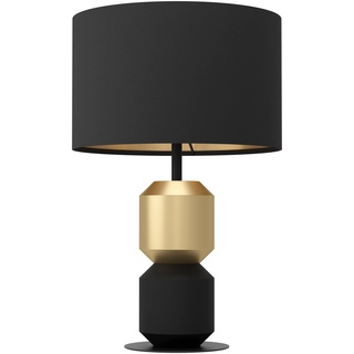 EGLO Tischlampe Laurignano, Deko Tischleuchte, Nachttischlampe aus Metall in schwarz und gold, Lampe für Wohnzimmer, Schlafzimmer und Flur, E27 Fassung