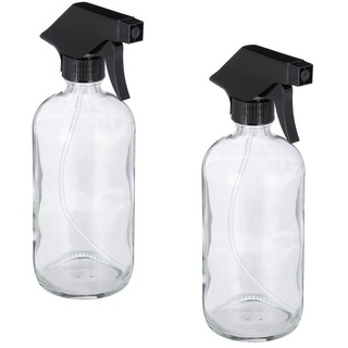 relaxdays Sprühflasche Sprühflasche aus Glas 2er Set schwarz|weiß