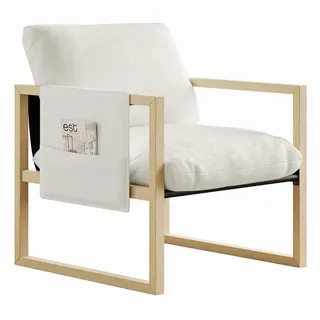 ToteBox Loungesessel Modern Loungesessel Holz Lambswool für Wohnzimmer Schlafzimmer beige