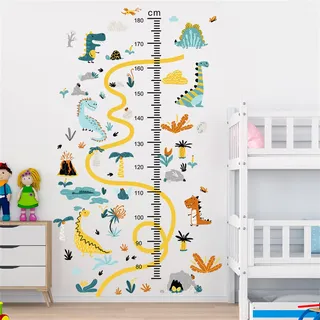 Kinder Höhe Diagramm Wandaufkleber, Wandtattoo Kinderzimmer, Messlatte Kind Wandsticker Tiere Dinosaurier Auto Astronaut Aufkleber, Geschenke für Jungen & Mädchen (Mehrere Dinosaurier-G)