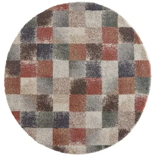 TaraCarpet Teppich Tara Carpet Berber Karo, rund, Höhe: 27 mm, rund bunt rund | 200 cm x 200 cm x 27 mm