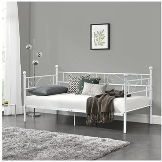 en.casa Metallbett, »Granada« Tagesbett 90x200cm in diversen Farben weiß