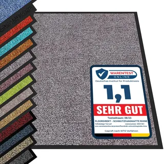 etm Hochwertige Fußmatte | schadstoffgeprüft | bewährte Eingangsmatte in Gewerbe & Haushalt | Schmutzfangmatte mit Top-Reinigungswirkung | Sauberlaufmatte waschbar & rutschfest (120x180 cm, Grau)
