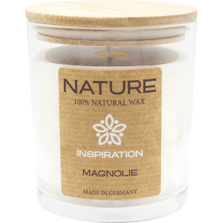 NATURE INSPIRATION, Duftkerze im Glas, Magnolie, 100% NATURAL WAX, 85/70 mm, Brenndauer ca. 25h