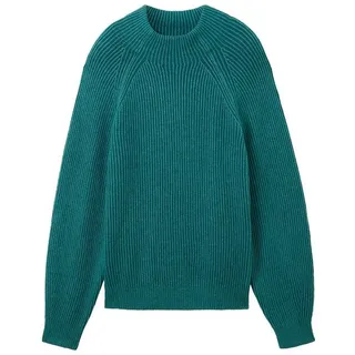 TOM TAILOR Strickpullover Strickpullover Basic Rundhals Stretch Flat Knit Tops grün