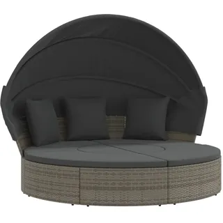 vidaXL Outdoor-Loungebett mit Dach und Kissen grau