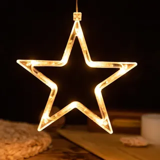 2 Stück Led Fensterlicht Saugnapf, Hängende Fenster Lichterkette Innen, Fensterdeko hängend Batteriebetrieben, Weihnachtsbeleuchtung für Weihna... - Weiß