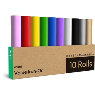 Cricut Transferfolie | 10 Rollen | 30.5cm x 91cm (12" x 3ft") | Thermotransfervinyl-Blätter | Für alle Cricut Schneidemaschinen geeignet