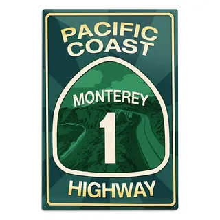 TammieLove New Highway 1 California Monterey Pacific Coast Highway Schild Wandschild, 20,3 x 30,5 cm