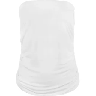 WearAll - Übergröße Damen Ärmellos Trägerlos Gerüscht Bandeau Top - Weiß - 48-50 - 48-50