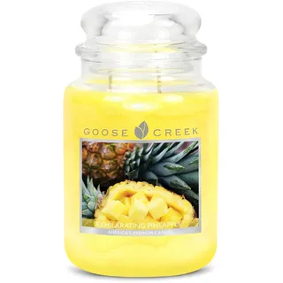 Goose Creek Duftkerze im Glas mit Deckel, Ananas, Wachs, gelb, 10 x 10 x 17 cm