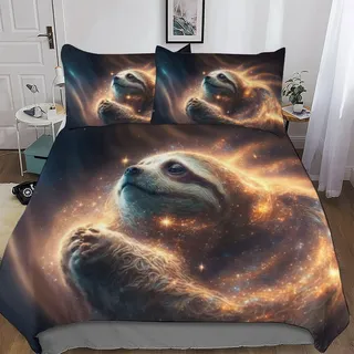PAZZK Animal Faultier 3D Print Bettwäsche Set 2 teilig Angenehme Microfaser Bettbezüge, Bettbezug Mit Kissenbezug Für Jungen Mädchen Schlafzimmer Atmungsaktiv Single (135x200cm)