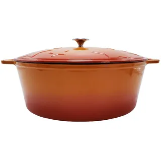 Grillfürst Dutch Oven Sternentöpfchen 12 Liter - orangefarbener Gusseisen Bräter mit Henkeln und pflegeleichter Emaillierung, ovaler Schmortopf für Grill und Herd