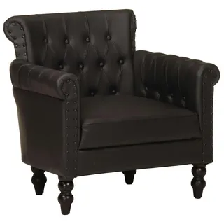 vidaXL Sessel Vintage-Charme Loungesessel Relaxsessel Polstersessel Ledersessel Armsessel Sofa Wohnzimmer Schwarz Echtes Ziegenleder