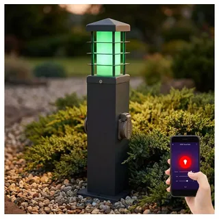 V-TAC LED Außen-Stehlampe, Leuchtmittel inklusive, Warmweiß, Neutralweiß, Tageslichtweiß, Außenlampe Gartenleuchte Stehlampe Smart LED App dimmbar Steckdose