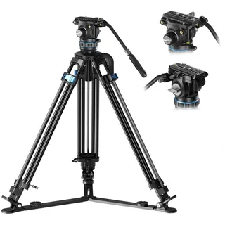 SIRUI SQ75A Videostativ, S5X Fluidkopf, 180cm/5kg, Hydr. Dämpfung, Wechsel | Einstufige Höhenverstellung, seitliche Schnellwechselplatte, Mittlerer Spreizer für zusätzliche Stabilität, für Videokameras