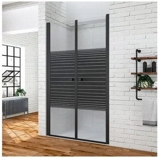 AQUALAVOS Dusch-Pendeltür Duschtür Nische Pendeltür Duschwand Schwingtür mit Dekor Querstreifen, 100x197 cm, 6 mm Nano Einscheiben-Sicherheitsglas, barrierefrei einbaubar, Türöffnung: Tür öffnet nach innen oder außen 100 cm x 197 cm