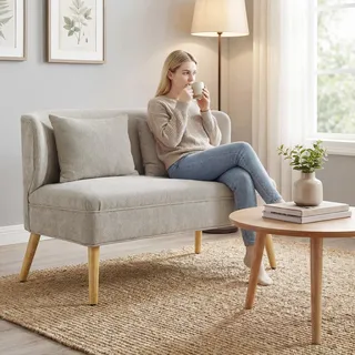 Homcom Couch Polyester 2-Sitzer Beige