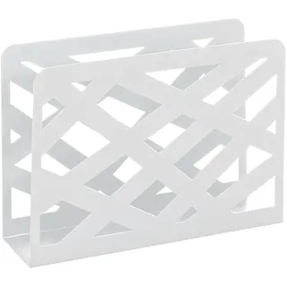 Haku-Möbel HAKU Zeitungsständer Zeitschriftenkorb Zeitungsablage weiß, Metall mit Trapez-Lochung - Maße: B 35 x H 26 x T 10 cm,